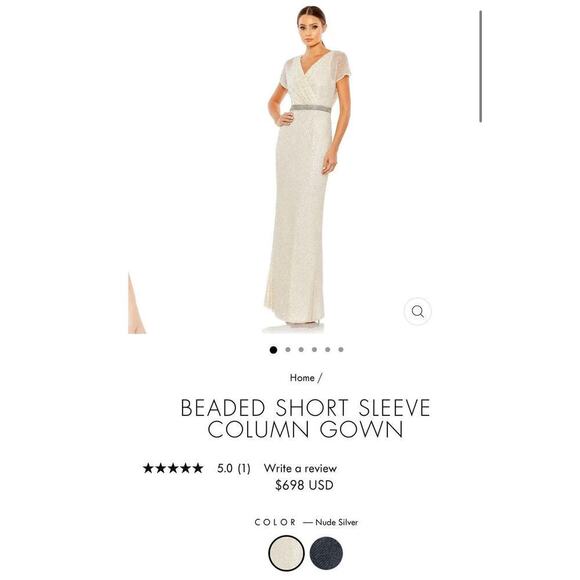 Mac Duggal 93678 Glitter Accented Fully Embellished Column Dress Nude Size 4 NWT - Picture 13 of 13